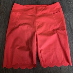 Lilly Pulitzer Medium Weekender High-Rise Scalloped Bike Shorts Spicy Coral